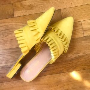 Faux suede low heel mule slides